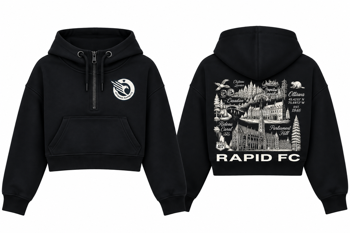 Heritage Black Cropped Quarterzip Hoodie